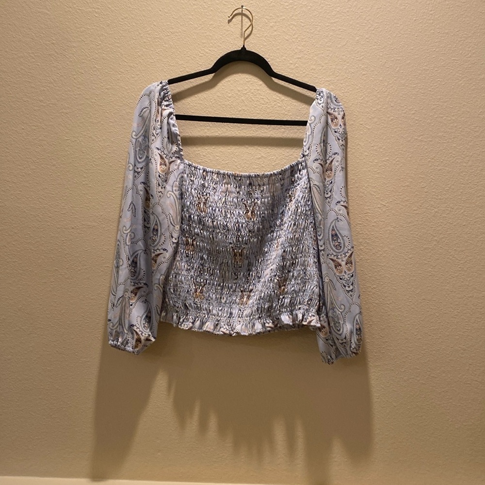 O’NEILL silky blouse with stretch bodice silver blue